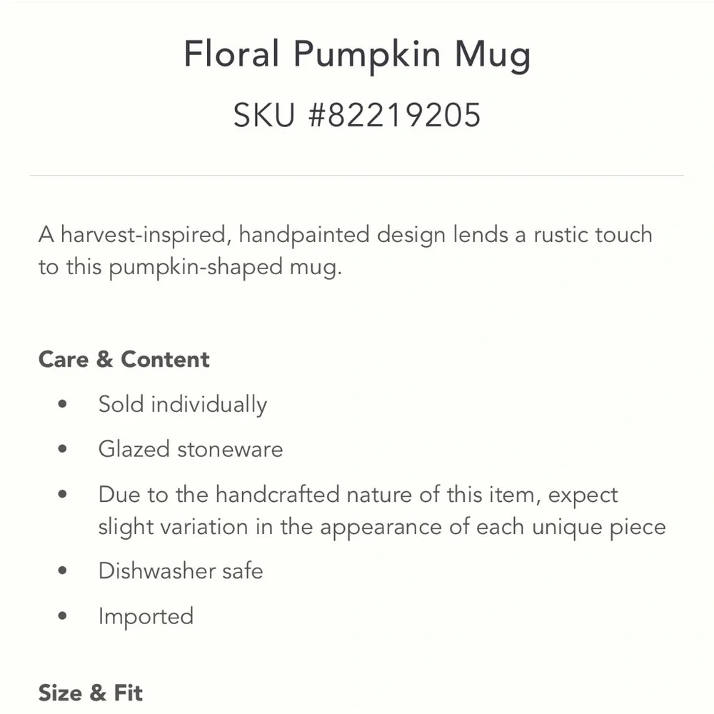 Anthropologie Floral Pumpkin- Shaped mug NWT in Wine - Picture 7 of 10